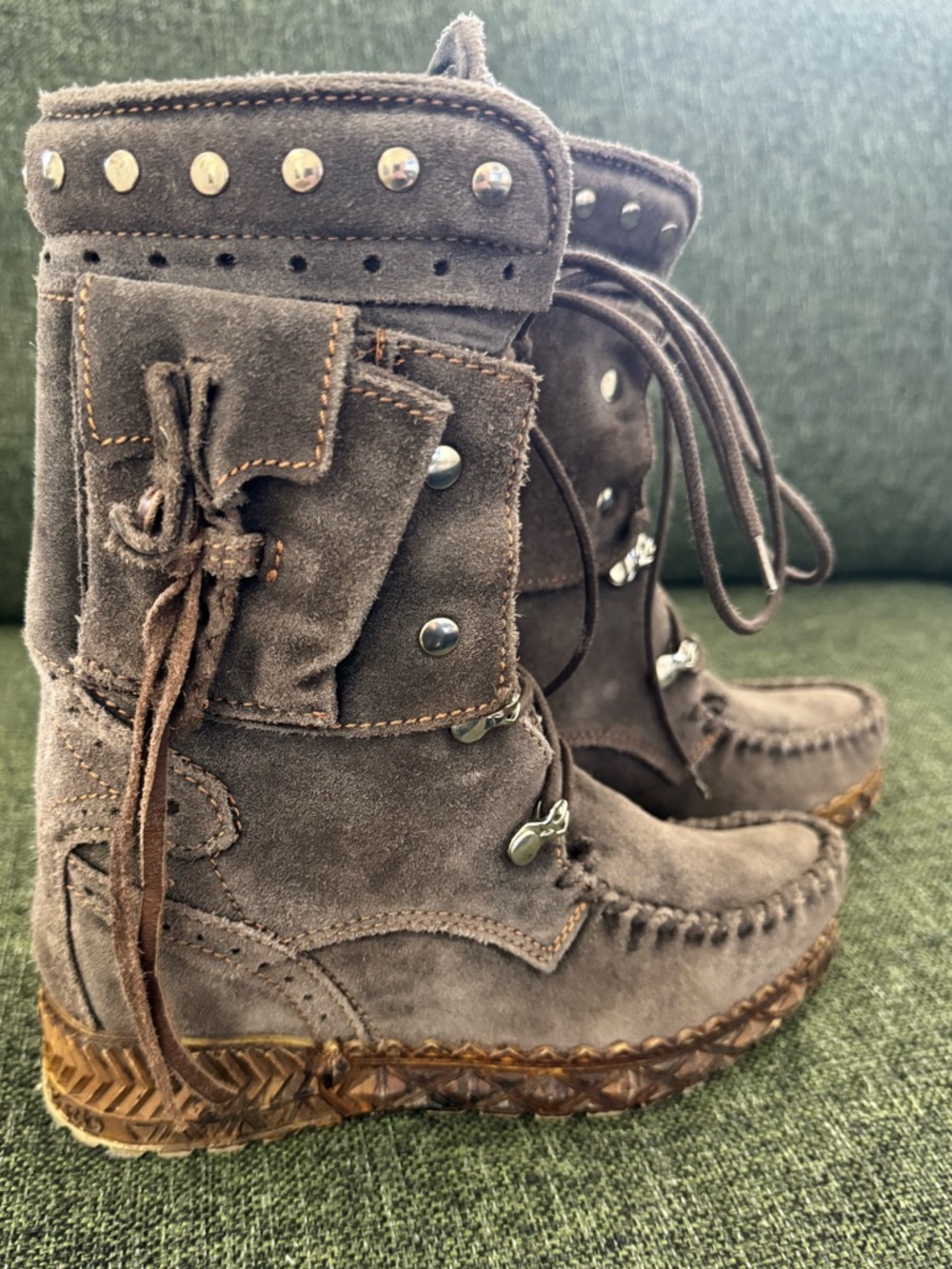 EUC 37 EL VAQUERO NIKILA SUEDE BOOTS 7-7.5 US - Picture 2 of 5